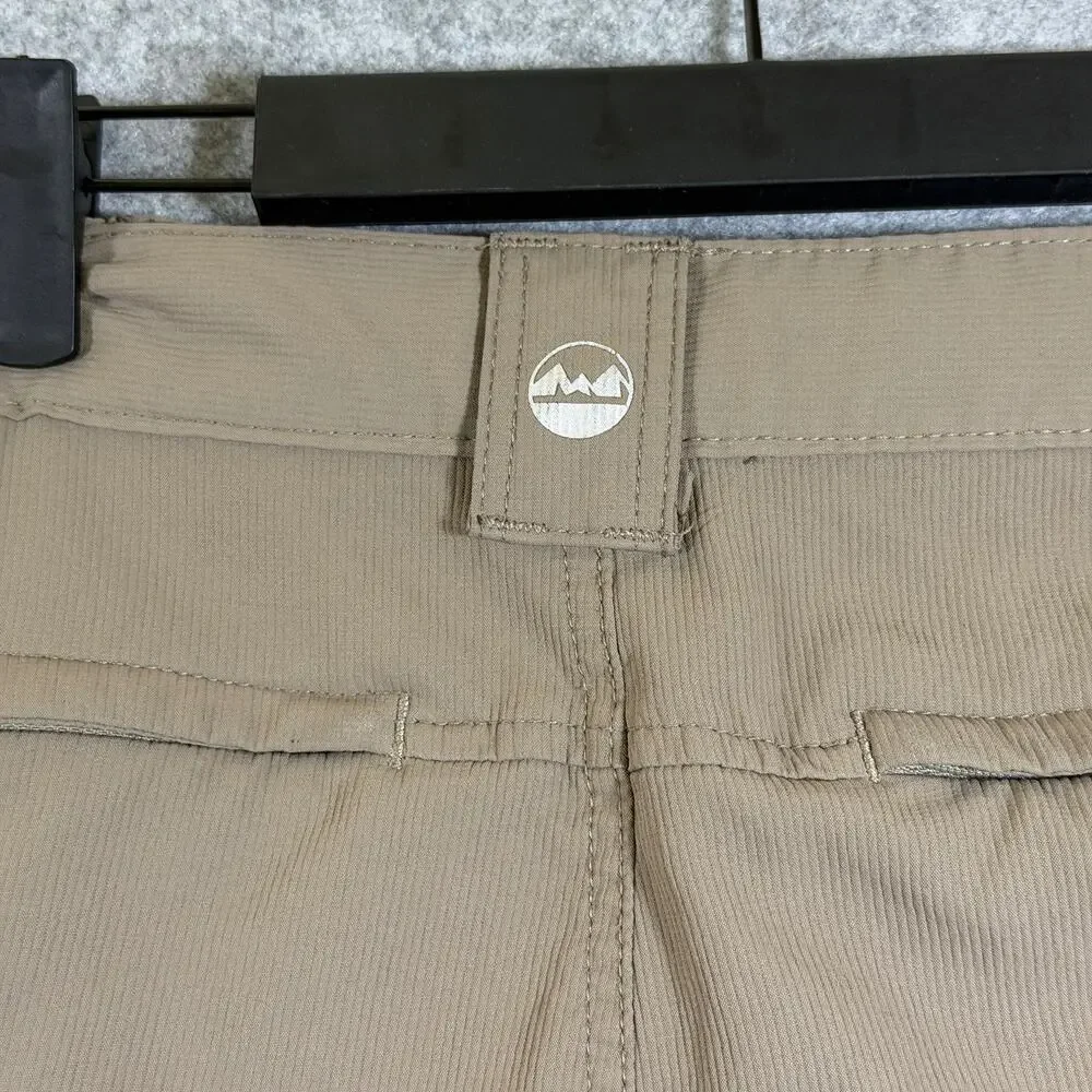 Wrangler ATG Cargo Shorts Mens 34 Khaki Elastic Waist Zip Pocket Outdoor Hiking